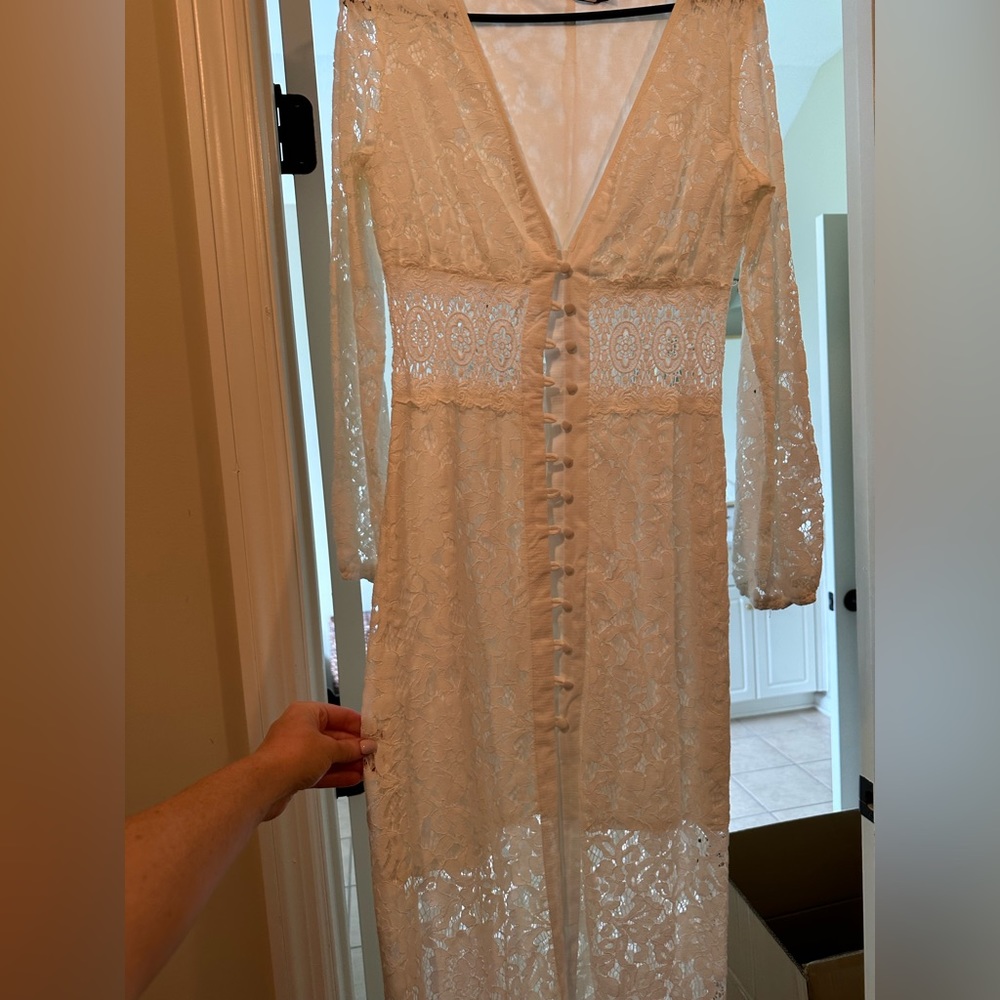 Lace white long dress